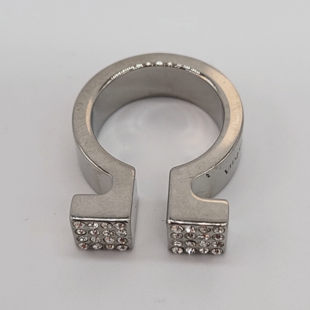 Vita Fede Omega 24k White Gold-Plated with Swarovski Crystals Ring New